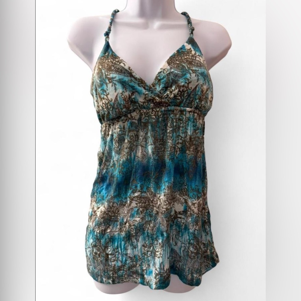 No Boundaries Blue and Brown Camisole Halter Top
